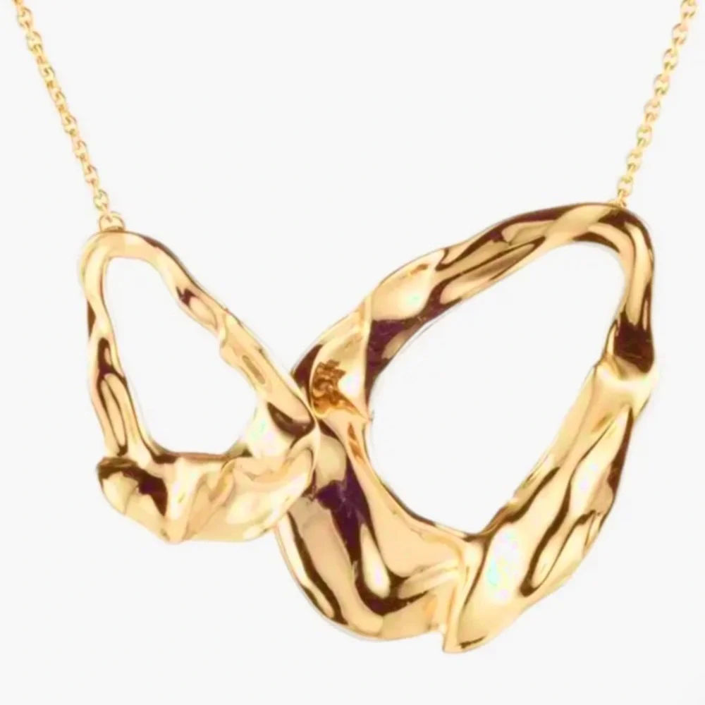 ALEXIS BITTAR • Retro Gold Collection Molten Liquid Crumpled Link Necklace